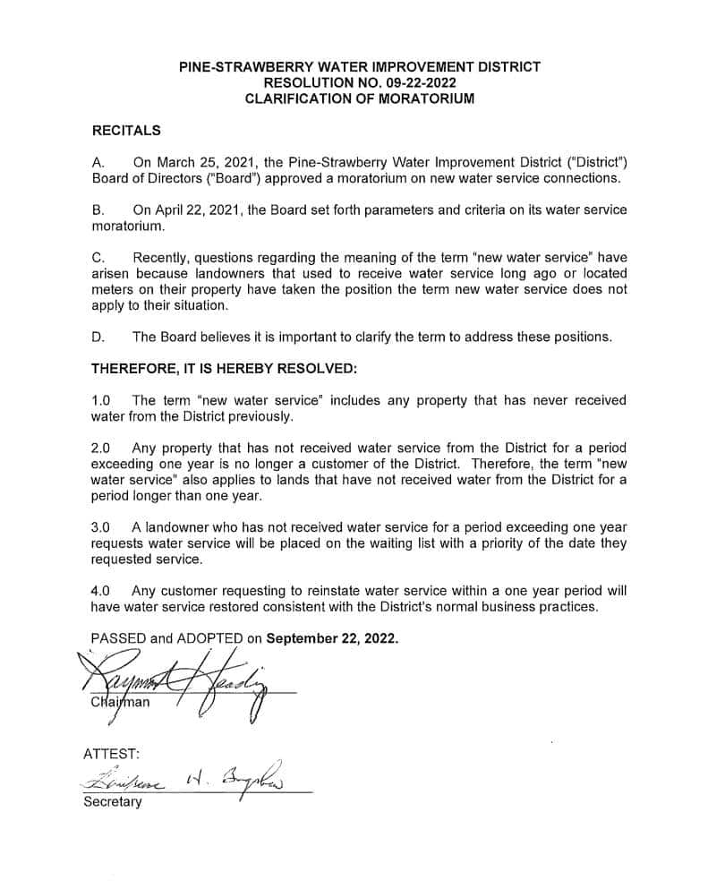 Moratorium Clarification